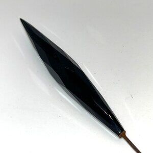 Antique Black Faceted Glass Hat Pin Mourning Gothic Victorian Edwardian 8.5 inch